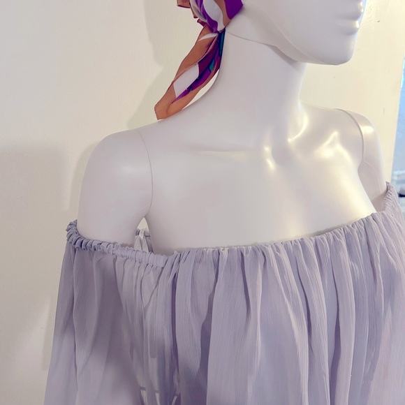 NWOT Lavender Strapless/On/Off Shoulder Maxi Dress Chiffon Full-Length Gown Sz.M - Picture 5 of 12